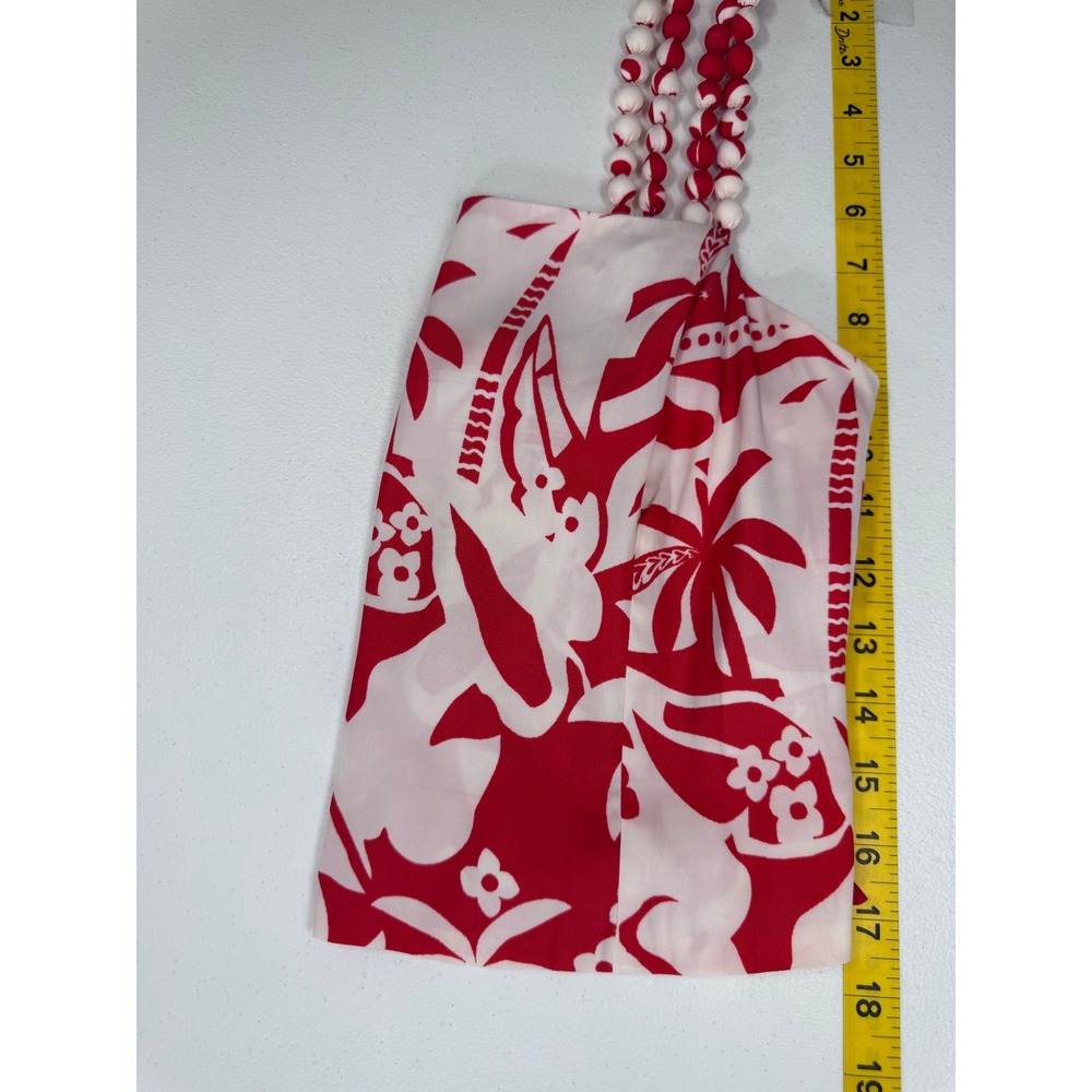 Rose+Olive Resortwear Set Women S Red White Tropical Beaded Cami Wide Leg Pants - Picture 5 of 12